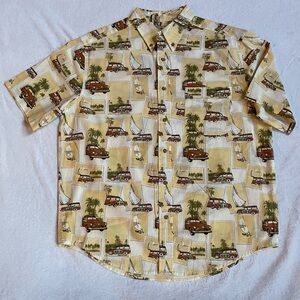 Royal Palm Hawaiian Shirt Vtg Surf Sailing Motif ‎ Men’s Large Button Down NWOT